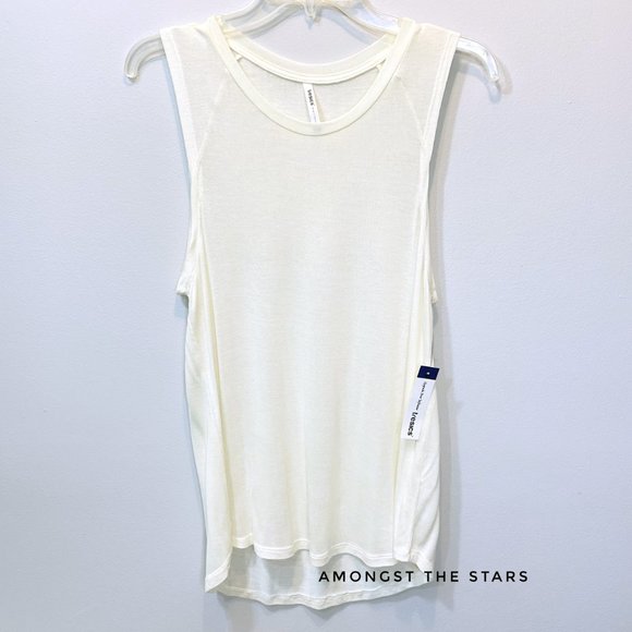 Tresics Cream Deep Armholes Muscle Tunic Tank Top - Picture 1 of 5
